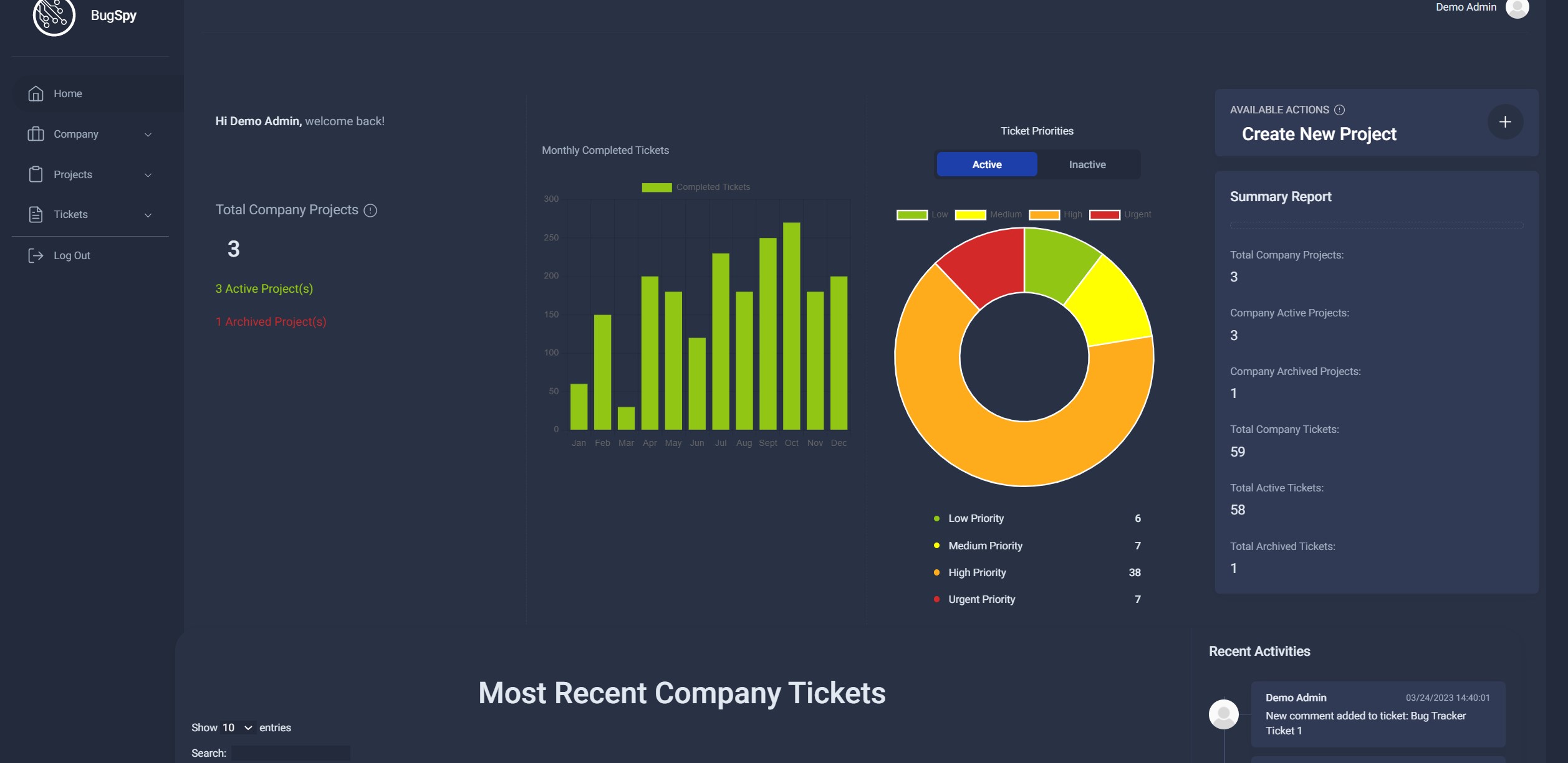 Bug tracker screenshot 1